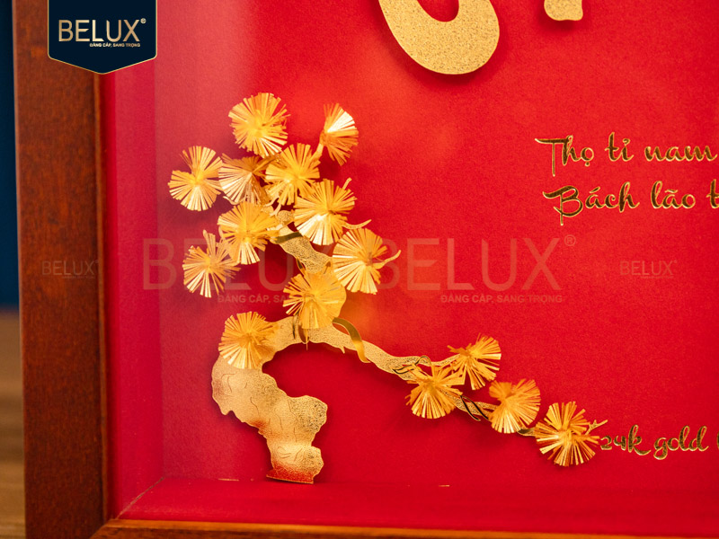 Tranh Chữ Thọ Dát Vàng 24k 25x20cm